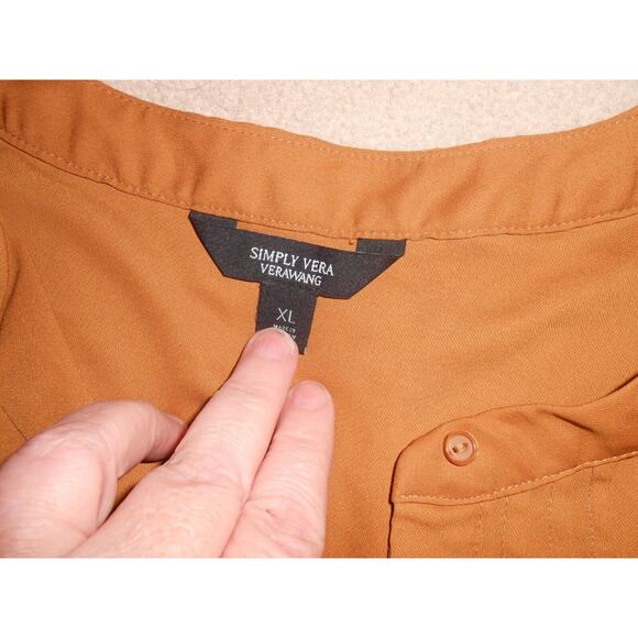 Simply Vera Vera Wang Blouse Womens Brownish Orange Cap Sleeve Buttons XL - Picture 4 of 5